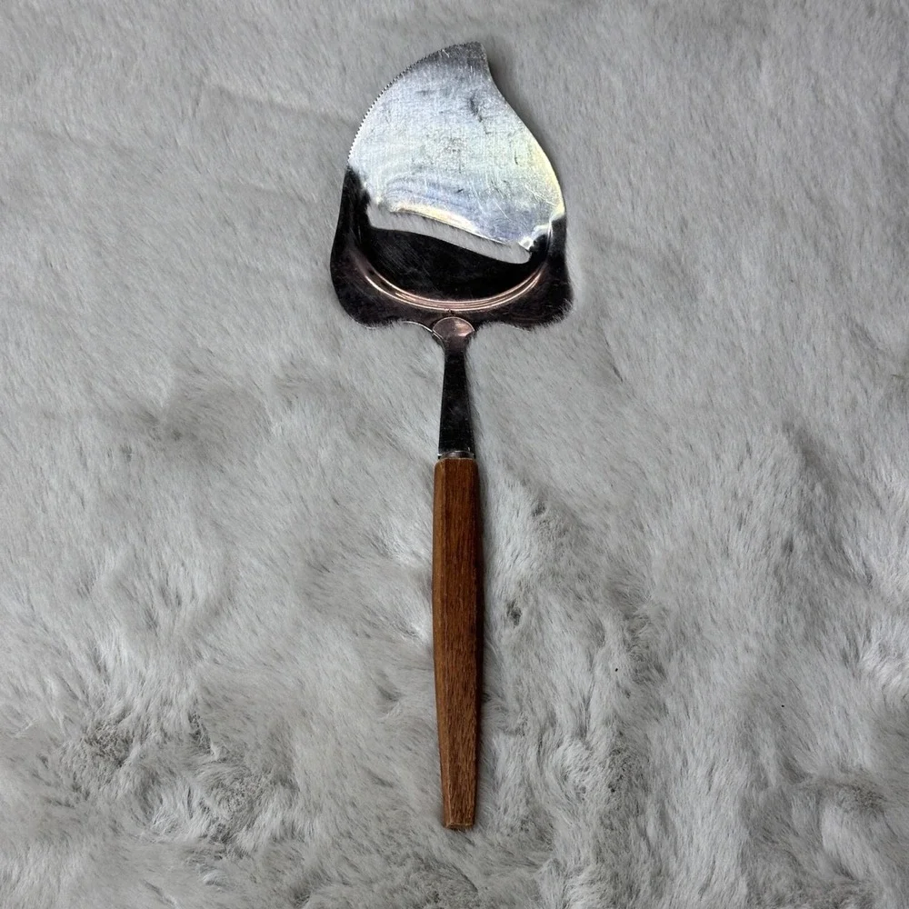 Vintage MCM Cheese Slicer Wooden Stainless Handle Charcuterie Japan Made